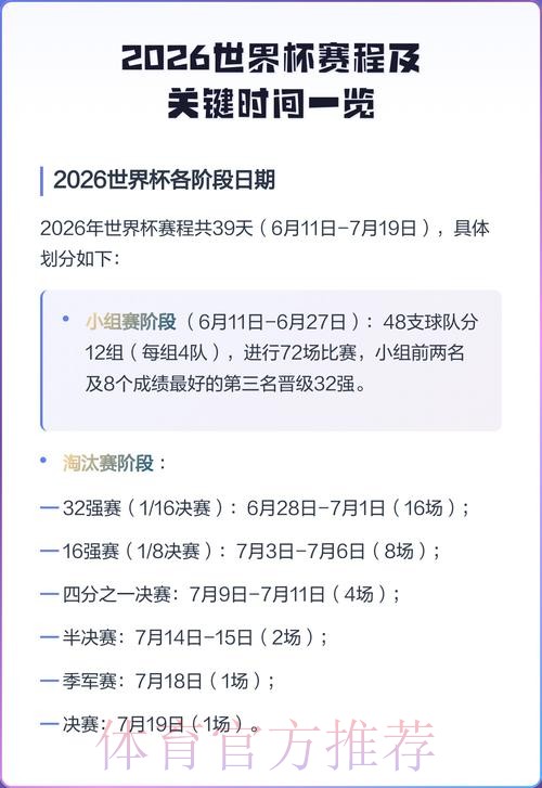 2026世界杯赛程详细安排